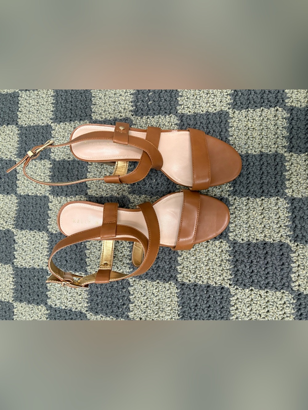 Kelly & Katie Cognac Brown Strappy Block Heel Sandals - Women
